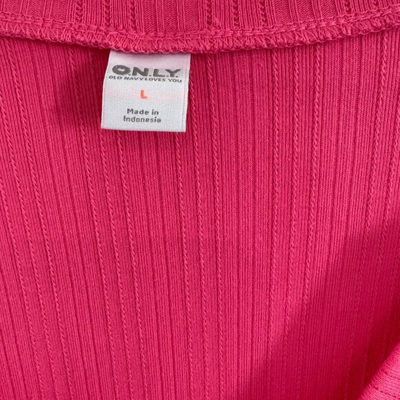 Old Navy Pointelle Knit Pajama Top V-Neck Long Sleeve Hot Pink Size Large NEW - Picture 5 of 6